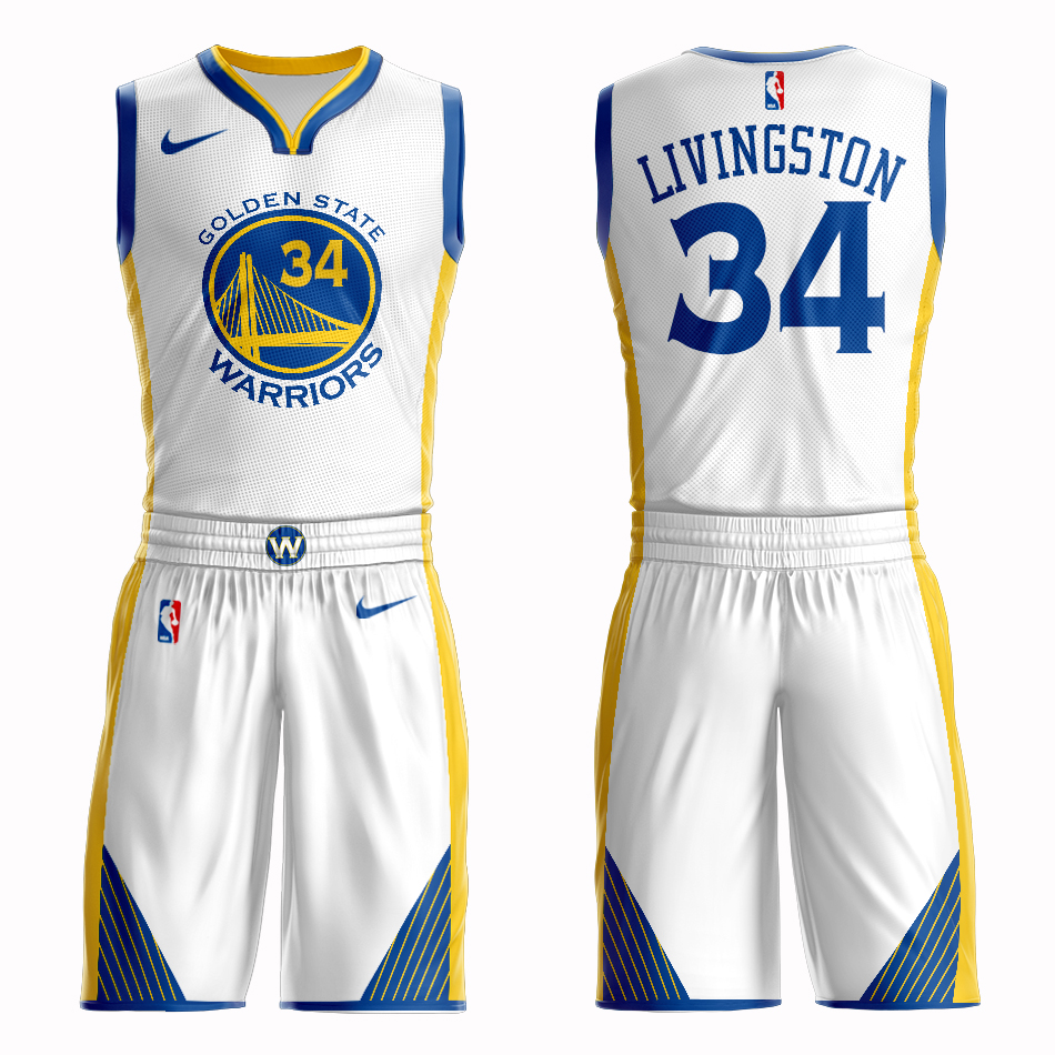 Men 2019 NBA Nike Golden State Warriors #34 Livingston white Customized jersey->customized nba jersey->Custom Jersey